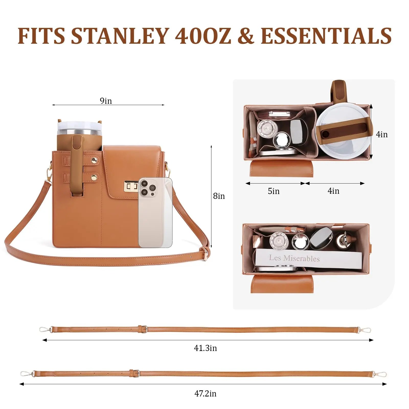 Purse Cup Holder Bag with Strap- Outdoor Portable Crossbody Water Bottle Storage Bag for Stanley Cup Tumbler 40 oz Purse Cup Holder Bag with Strap- Outdoor Portable Crossbody Water Bottle Storage Bag for Stanley Cup Tumbler 40 oz