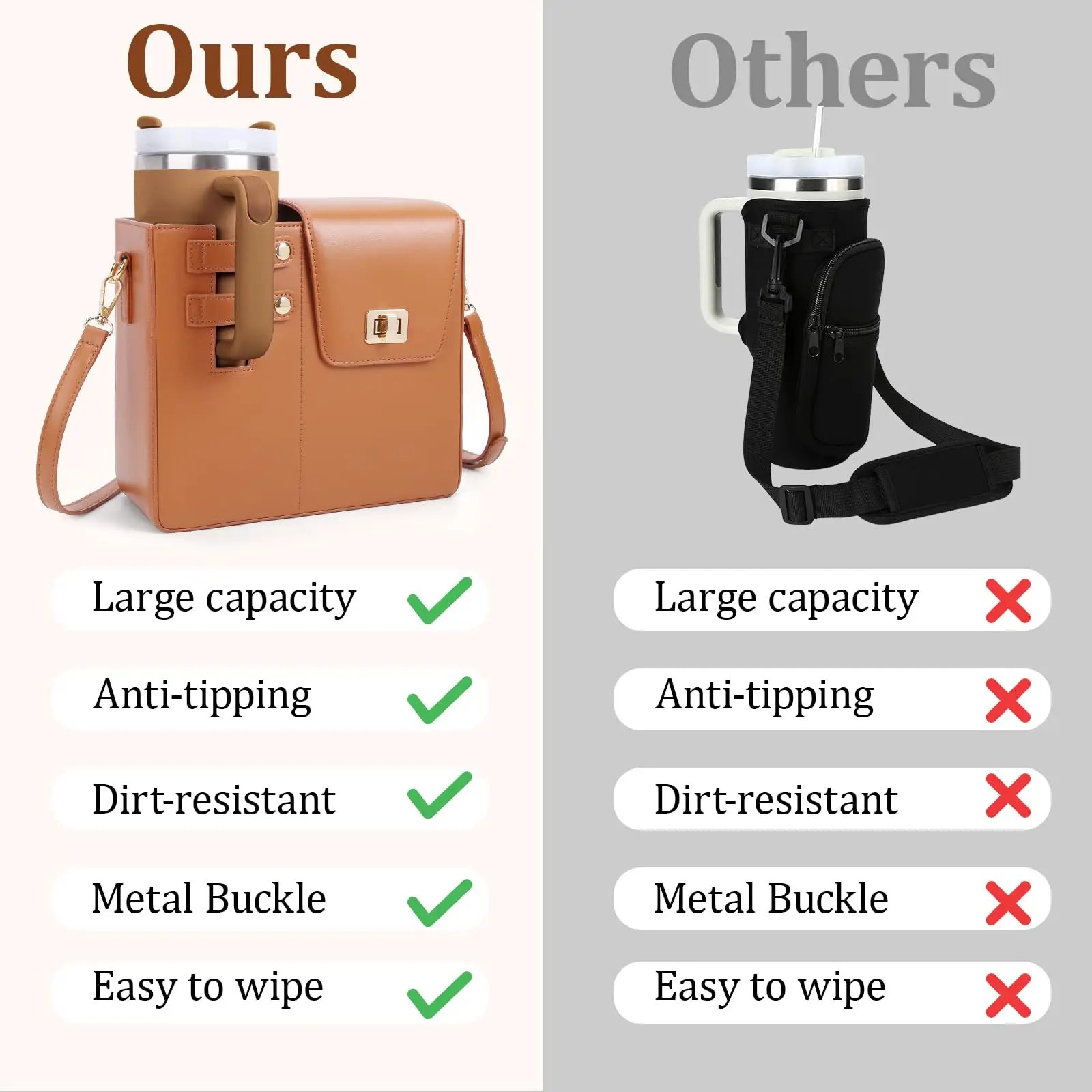 Purse Cup Holder Bag with Strap- Outdoor Portable Crossbody Water Bottle Storage Bag for Stanley Cup Tumbler 40 oz Purse Cup Holder Bag with Strap- Outdoor Portable Crossbody Water Bottle Storage Bag for Stanley Cup Tumbler 40 oz