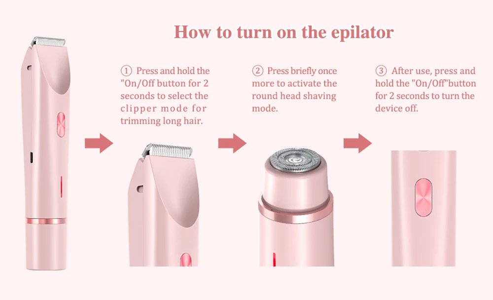 Electric Shaver for Woman Double Head Dual Purpose Female Razor Body Epilator Leg Underarm Bikini Electric Hair Remover Trimmer