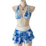 3Pcs/Set Fashion Summer Floral Swimsuit High-Waist Elegant Bikini Set Triangle Halter Cover Up Skirt Women Swimsuit Vacation - Image 3