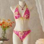 3Pcs/Set Fashion Summer Floral Swimsuit High-Waist Elegant Bikini Set Triangle Halter Cover Up Skirt Women Swimsuit Vacation - Image 5
