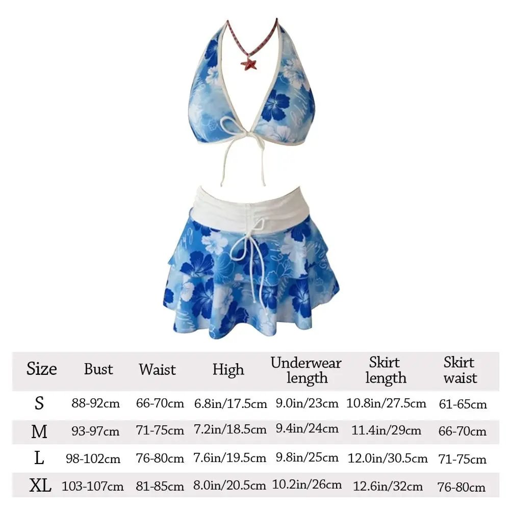 3Pcs/Set Fashion Summer Floral Swimsuit High-Waist Elegant Bikini Set Triangle Halter Cover Up Skirt Women Swimsuit Vacation 3Pcs/Set Fashion Summer Floral Swimsuit High-Waist Elegant Bikini Set Triangle Halter Cover Up Skirt Women Swimsuit Vacation