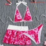 3Pcs/Set Fashion Summer Floral Swimsuit High-Waist Elegant Bikini Set Triangle Halter Cover Up Skirt Women Swimsuit Vacation - Image 6