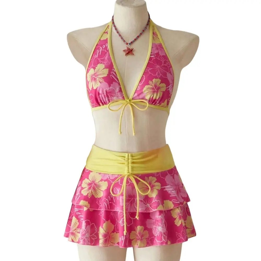 3Pcs/Set Fashion Summer Floral Swimsuit High-Waist Elegant Bikini Set Triangle Halter Cover Up Skirt Women Swimsuit Vacation 3Pcs/Set Fashion Summer Floral Swimsuit High-Waist Elegant Bikini Set Triangle Halter Cover Up Skirt Women Swimsuit Vacation