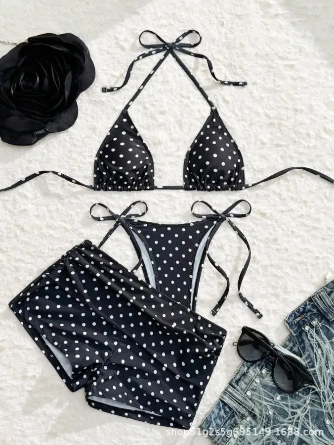 Dot Sexy 3Pcs Bikinis Set Female Swimsuit Women Three-Piece Swimwear Beach Swim Wear Bathing Suits Brazilian Bikini Pool Bather