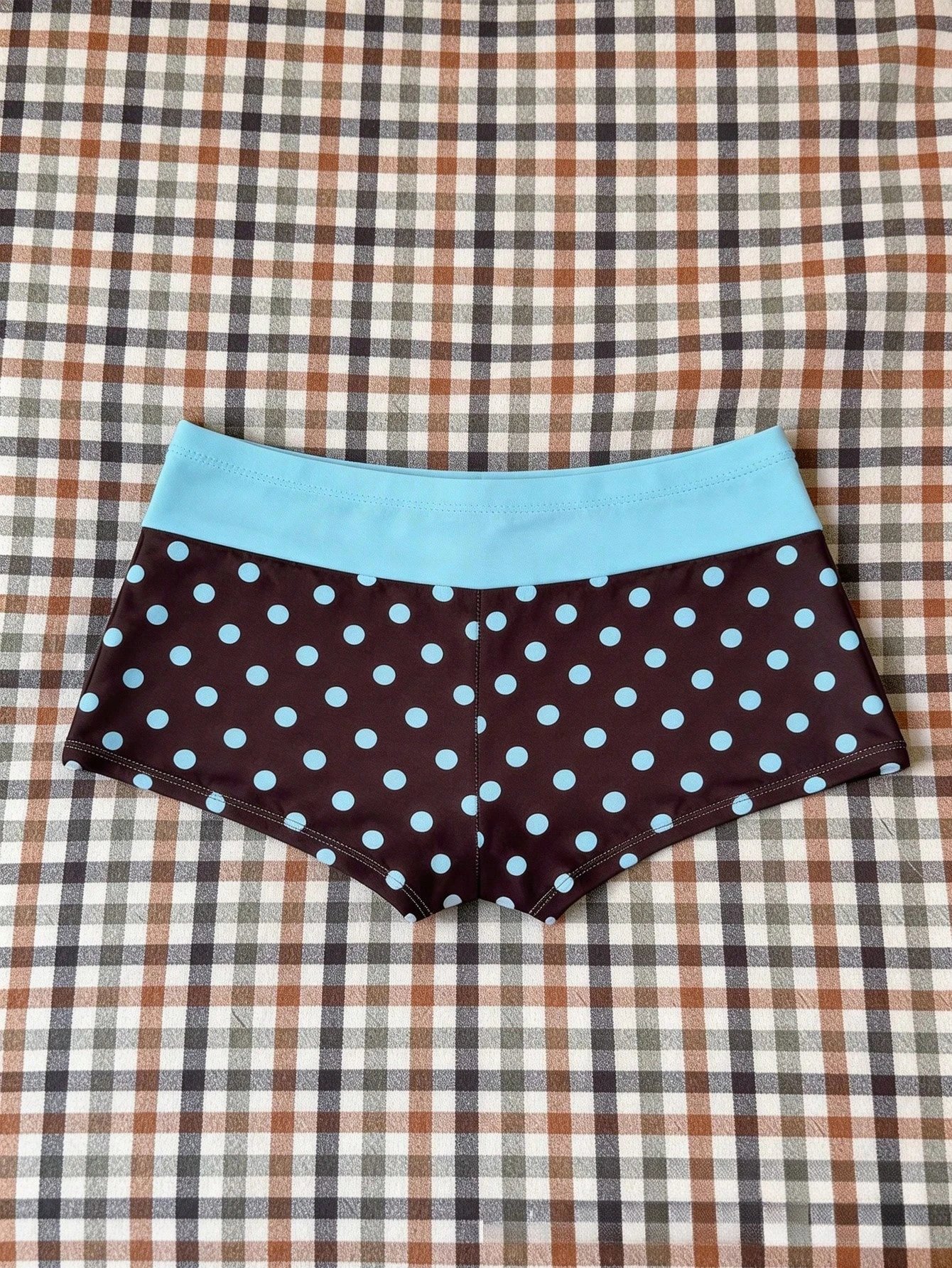 Women Swimwears Polka Dot 2-Piece Tankini Set Halter V Neck Front Tie Cami Top & Contrast Waistband Drawstring Swim Shorts