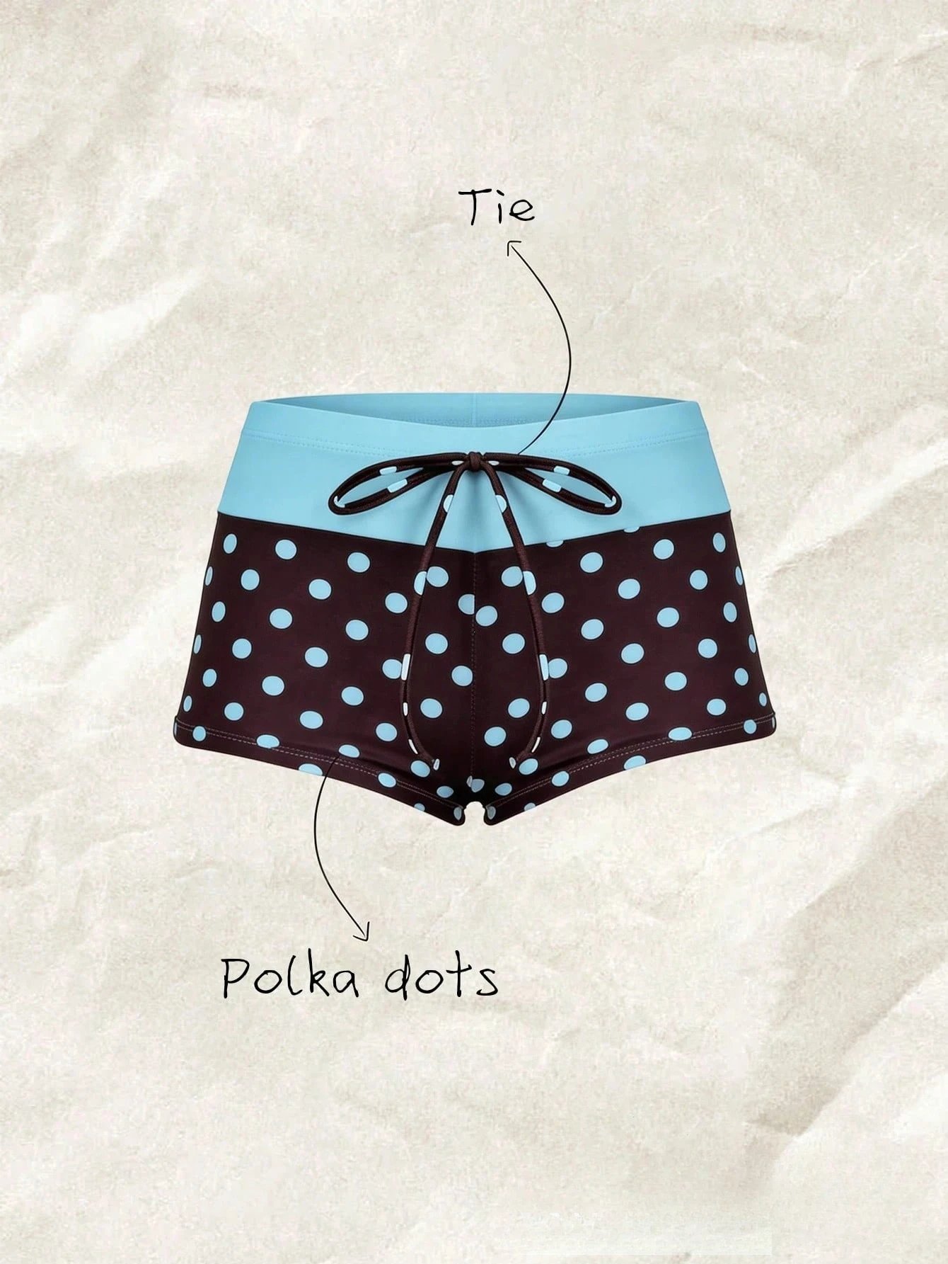 Women Swimwears Polka Dot 2-Piece Tankini Set Halter V Neck Front Tie Cami Top & Contrast Waistband Drawstring Swim Shorts