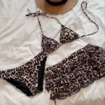 Fashion Leopard Print Women Swimsuit Padded 3-Piece Set Bikini Set Push Up Sexy Swimsuit Beach Vacations