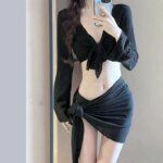 Women's Long Sleeve Knit Bikini Set, Pure Sexy Push-Up Swimsuit with Cover-Up, Elegant Resort Swimwear for Vacation Beach - Image 6