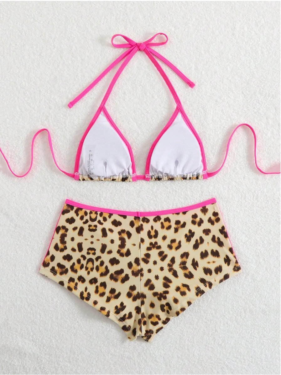 Leopard Print Swimsuits Tankini Set Female Swimwear Push Up For Beach Swim Wear Two-Piece Bathing Suits Pool Women Swimming Suit