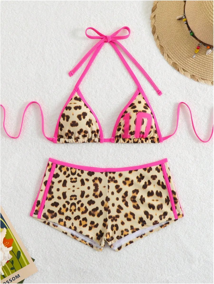 Leopard Print Swimsuits Tankini Set Female Swimwear Push Up For Beach Swim Wear Two-Piece Bathing Suits Pool Women Swimming Suit
