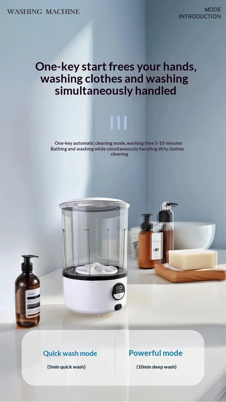 Mini Portable LED Washing Machine 2L White 2000mAh Rechargeable Turbine Laundry Cup for Children’s Underwear Socks Mini Portable LED Washing Machine 2L White 2000mAh Rechargeable Turbine Laundry Cup for Children’s Underwear Socks