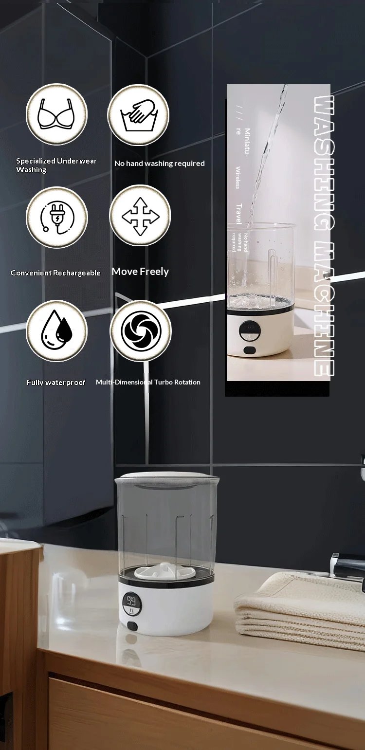Mini Portable LED Washing Machine 2L White 2000mAh Rechargeable Turbine Laundry Cup for Children’s Underwear Socks Mini Portable LED Washing Machine 2L White 2000mAh Rechargeable Turbine Laundry Cup for Children’s Underwear Socks