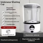 Mini Portable LED  Washing Machine 2L White 2000mAh Rechargeable Turbine Laundry Cup for Children’s Underwear Socks