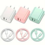 40W Macaron Color Quick Dual Port Charger For IPhone Charger With 6FT Lightning Cord Compatible For IPhone 14 13 12 11 Pro Max