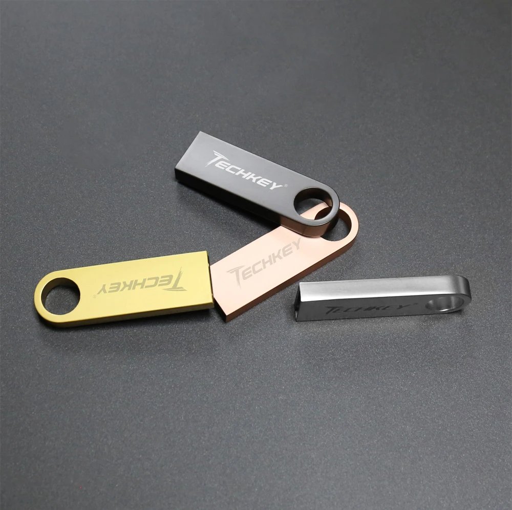 TECHKEY usb flash drive 64GB 32GB 16GB 8G 4G pen drive pendrive флешка waterproof silver u disk memoria cel usb stick gift