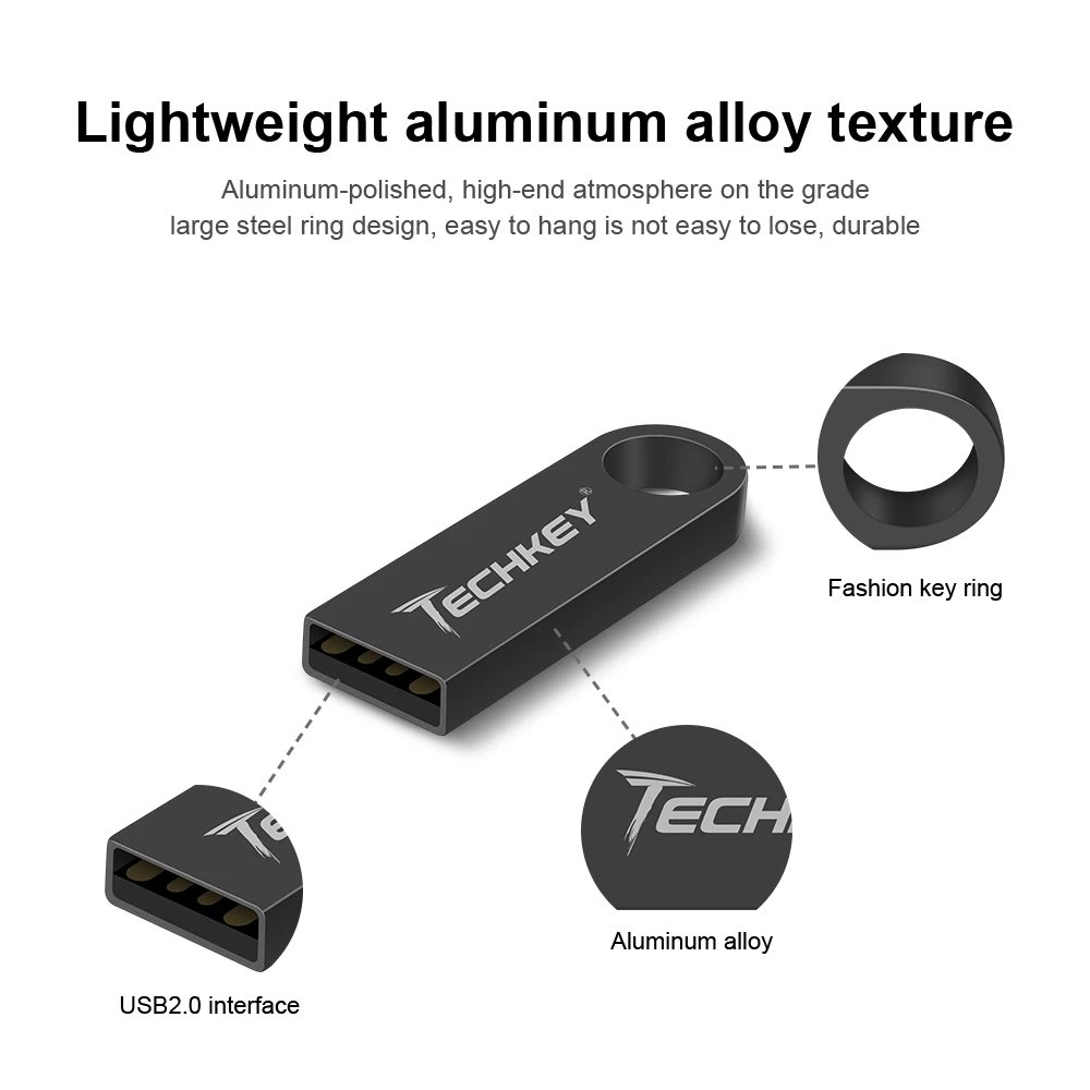 TECHKEY usb flash drive 64GB 32GB 16GB 8G 4G pen drive pendrive флешка waterproof silver u disk memoria cel usb stick gift