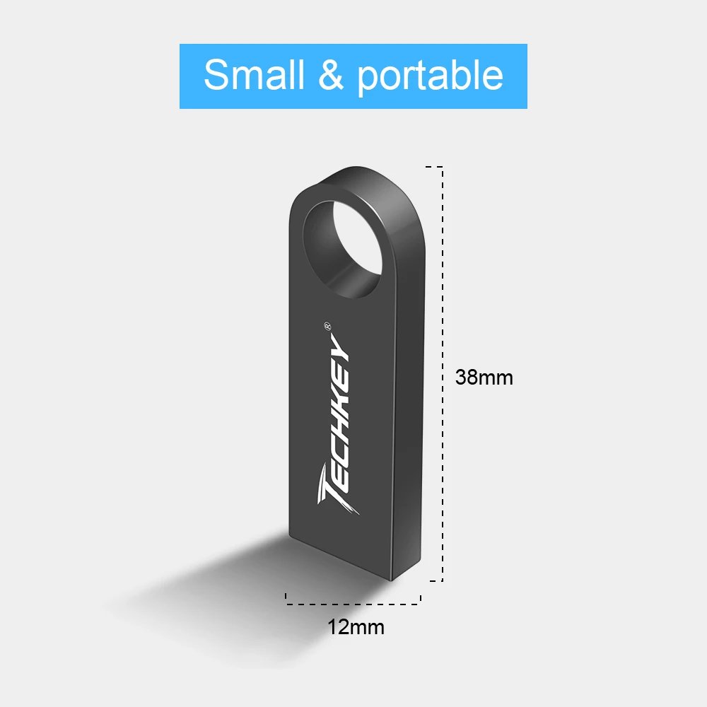 TECHKEY usb flash drive 64GB 32GB 16GB 8G 4G pen drive pendrive флешка waterproof silver u disk memoria cel usb stick gift