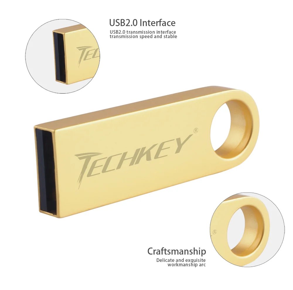 TECHKEY usb flash drive 64GB 32GB 16GB 8G 4G pen drive pendrive флешка waterproof silver u disk memoria cel usb stick gift