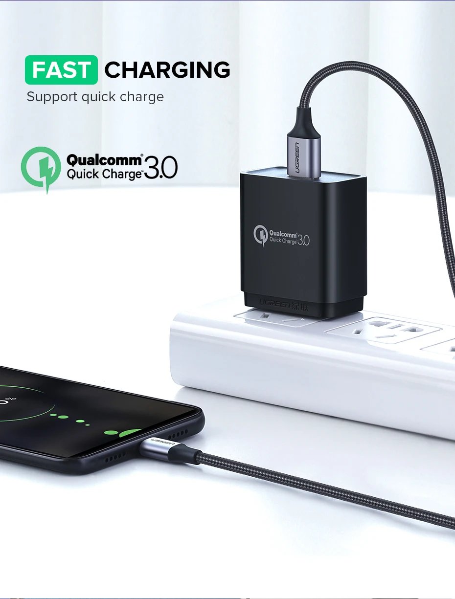 Ugreen Micro USB Cable 2A Nylon Fast Charging USB Cable for Samsung Xiaomi HTC USB Charger Data Cable Mobile Phone Cable
