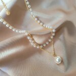 Pearl Choker Necklace Cute Double Layer Chain Pendant For Women Jewelry Girl Gift - Image 3