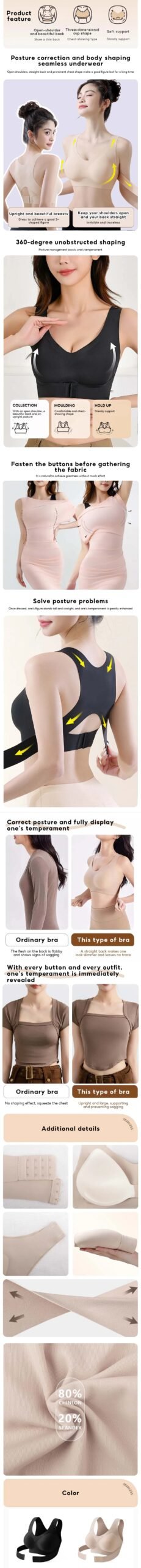 Wireless Posture Correction Bra for Women Seamless Push Up Bralette with Cross Back Support for Daily Shaping Lingerie Wireless Posture Correction Bra for Women Seamless Push Up Bralette with Cross Back Support for Daily Shaping Lingerie