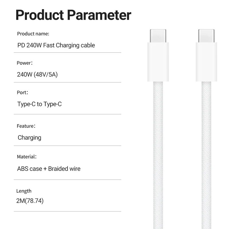 240W USB C to C Charger Cable Type C Fast Charging Braided PD Cable for lPhone 15 16 17E 17 Max lPad Air MacBook Pro ASUS DELL 240W USB C to C Charger Cable Type C Fast Charging Braided PD Cable for lPhone 15 16 17E 17 Max lPad Air MacBook Pro ASUS DELL