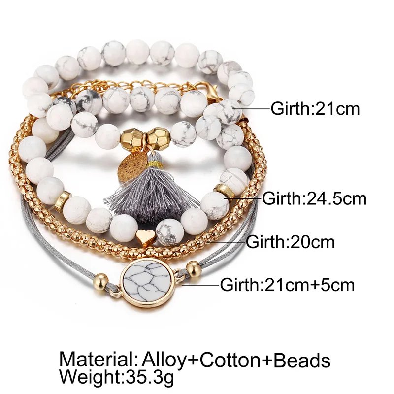 Bohemian Bracelet Set For women Shell Star Map Pineapple Heart Natural Stone Beads Chains Bangle Boho Jewelry Bohemian Bracelet Set For women Shell Star Map Pineapple Heart Natural Stone Beads Chains Bangle Boho Jewelry