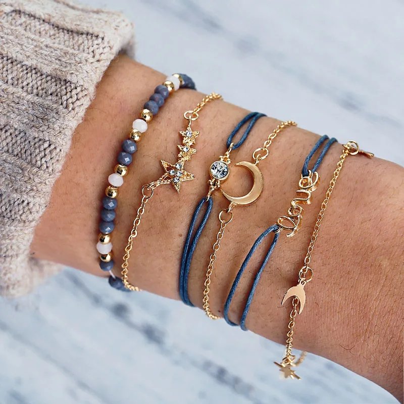 Bohemian Bracelet Set For women Shell Star Map Pineapple Heart Natural Stone Beads Chains Bangle Boho Jewelry Bohemian Bracelet Set For women Shell Star Map Pineapple Heart Natural Stone Beads Chains Bangle Boho Jewelry