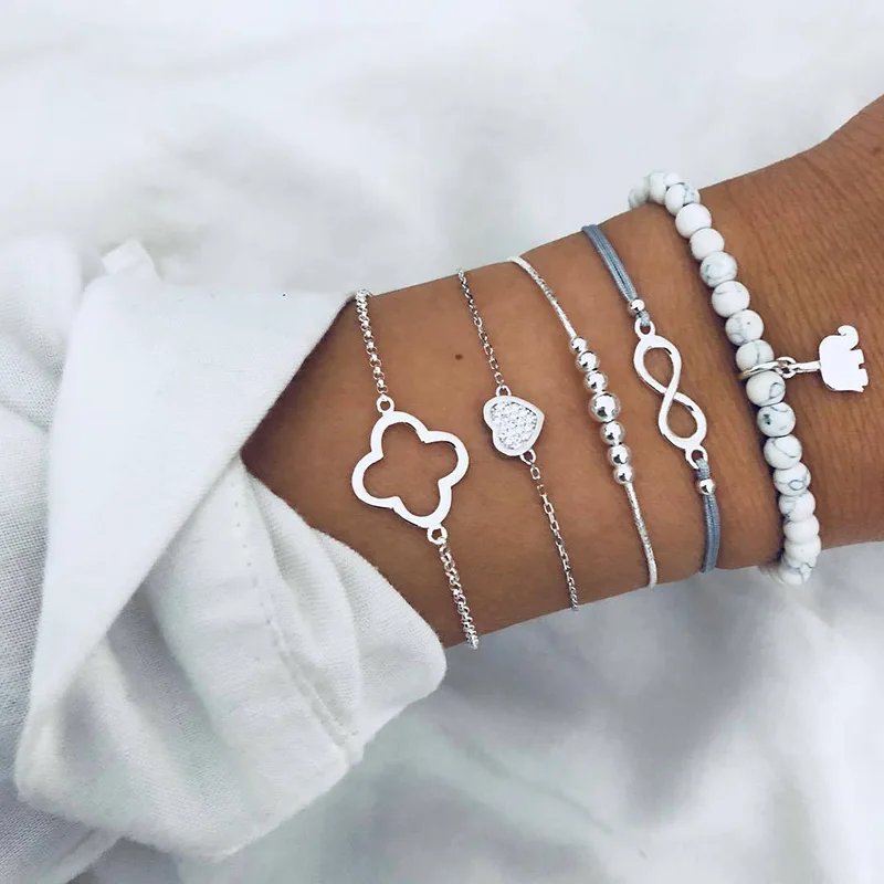 Bohemian Bracelet Set For women Shell Star Map Pineapple Heart Natural Stone Beads Chains Bangle Boho Jewelry Bohemian Bracelet Set For women Shell Star Map Pineapple Heart Natural Stone Beads Chains Bangle Boho Jewelry