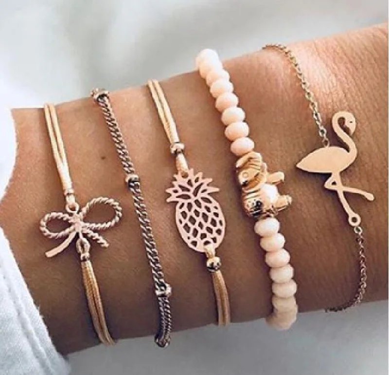 Bohemian Bracelet Set For women Shell Star Map Pineapple Heart Natural Stone Beads Chains Bangle Boho Jewelry Bohemian Bracelet Set For women Shell Star Map Pineapple Heart Natural Stone Beads Chains Bangle Boho Jewelry