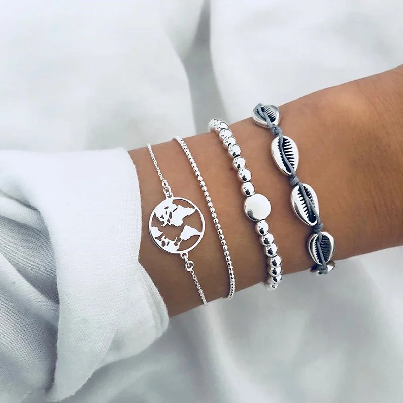 Bohemian Bracelet Set For women Shell Star Map Pineapple Heart Natural Stone Beads Chains Bangle Boho Jewelry Bohemian Bracelet Set For women Shell Star Map Pineapple Heart Natural Stone Beads Chains Bangle Boho Jewelry