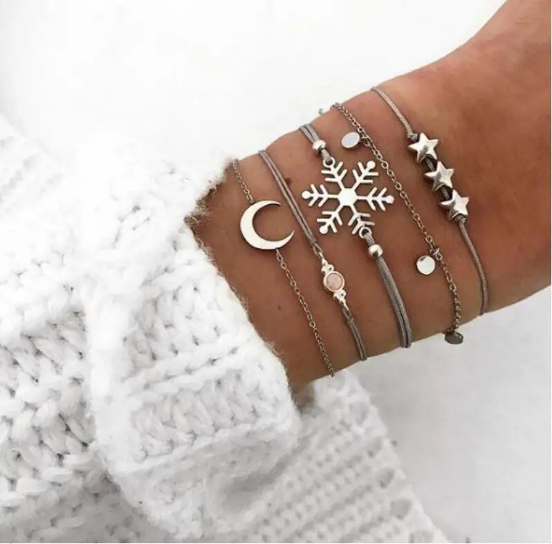 Bohemian Bracelet Set For women Shell Star Map Pineapple Heart Natural Stone Beads Chains Bangle Boho Jewelry Bohemian Bracelet Set For women Shell Star Map Pineapple Heart Natural Stone Beads Chains Bangle Boho Jewelry
