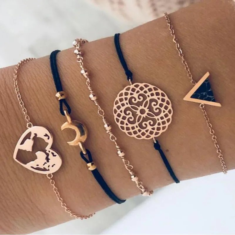 Bohemian Bracelet Set For women Shell Star Map Pineapple Heart Natural Stone Beads Chains Bangle Boho Jewelry Bohemian Bracelet Set For women Shell Star Map Pineapple Heart Natural Stone Beads Chains Bangle Boho Jewelry