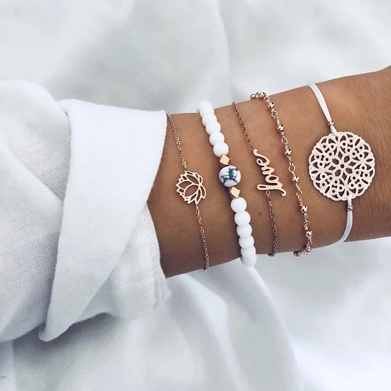 Bohemian Bracelet Set For women Shell Star Map Pineapple Heart Natural Stone Beads Chains Bangle Boho Jewelry Bohemian Bracelet Set For women Shell Star Map Pineapple Heart Natural Stone Beads Chains Bangle Boho Jewelry