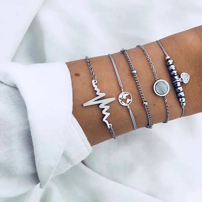 Bohemian Bracelet Set For women Shell Star Map Pineapple Heart Natural Stone Beads Chains Bangle Boho Jewelry Bohemian Bracelet Set For women Shell Star Map Pineapple Heart Natural Stone Beads Chains Bangle Boho Jewelry