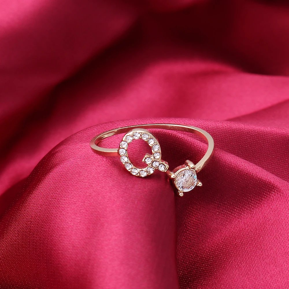 A-Z Letter Adjustable Opening Rings For Women Couple Alphabet Name Men Initials Ring Men Wedding Finger Jewelry Anillos Mujer