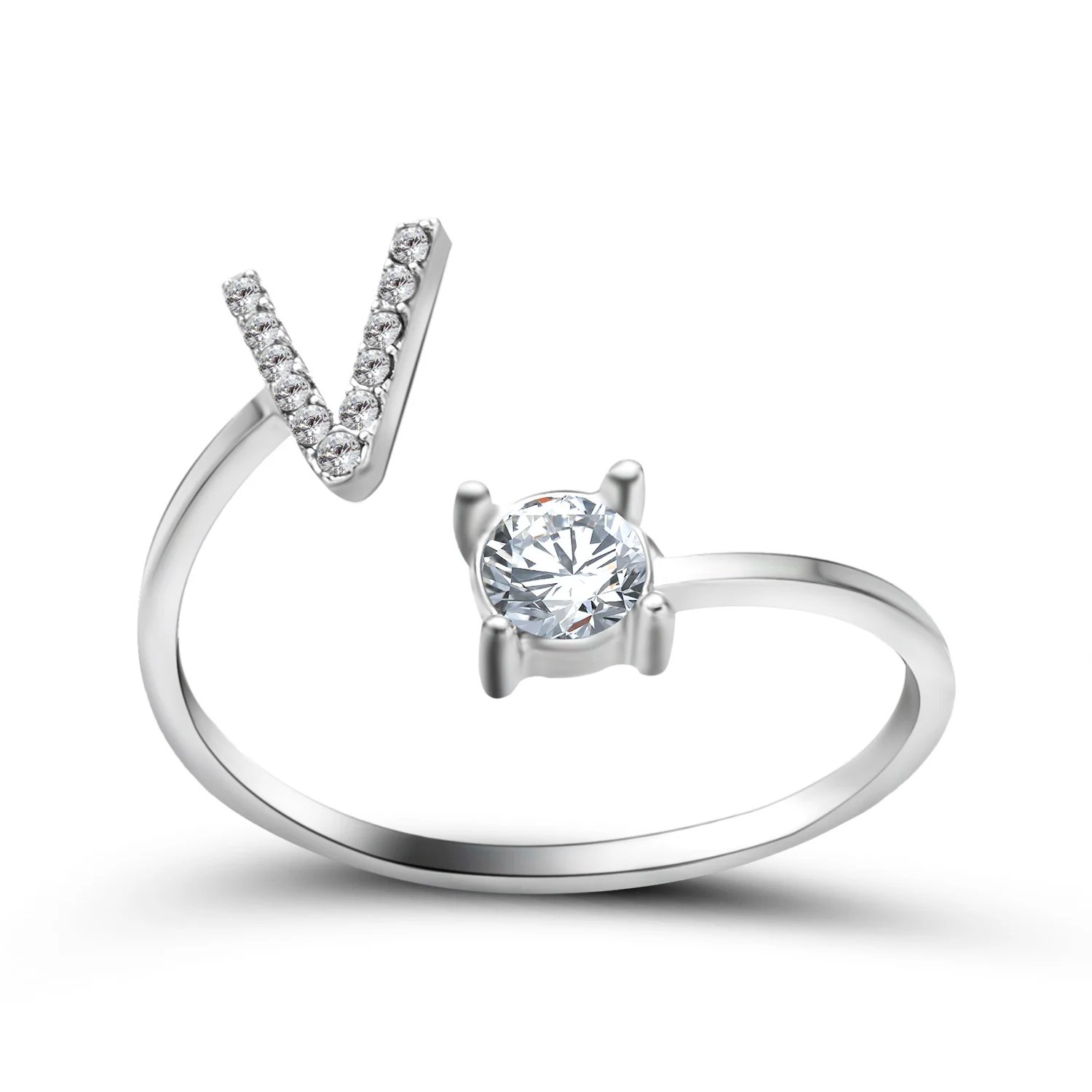 A-Z Letter Adjustable Opening Rings For Women Couple Alphabet Name Men Initials Ring Men Wedding Finger Jewelry Anillos Mujer