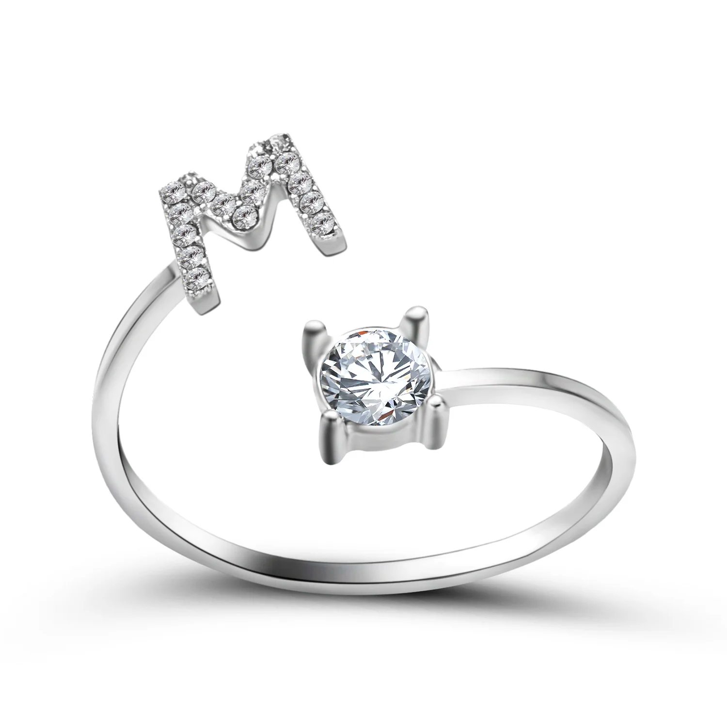 A-Z Letter Adjustable Opening Rings For Women Couple Alphabet Name Men Initials Ring Men Wedding Finger Jewelry Anillos Mujer