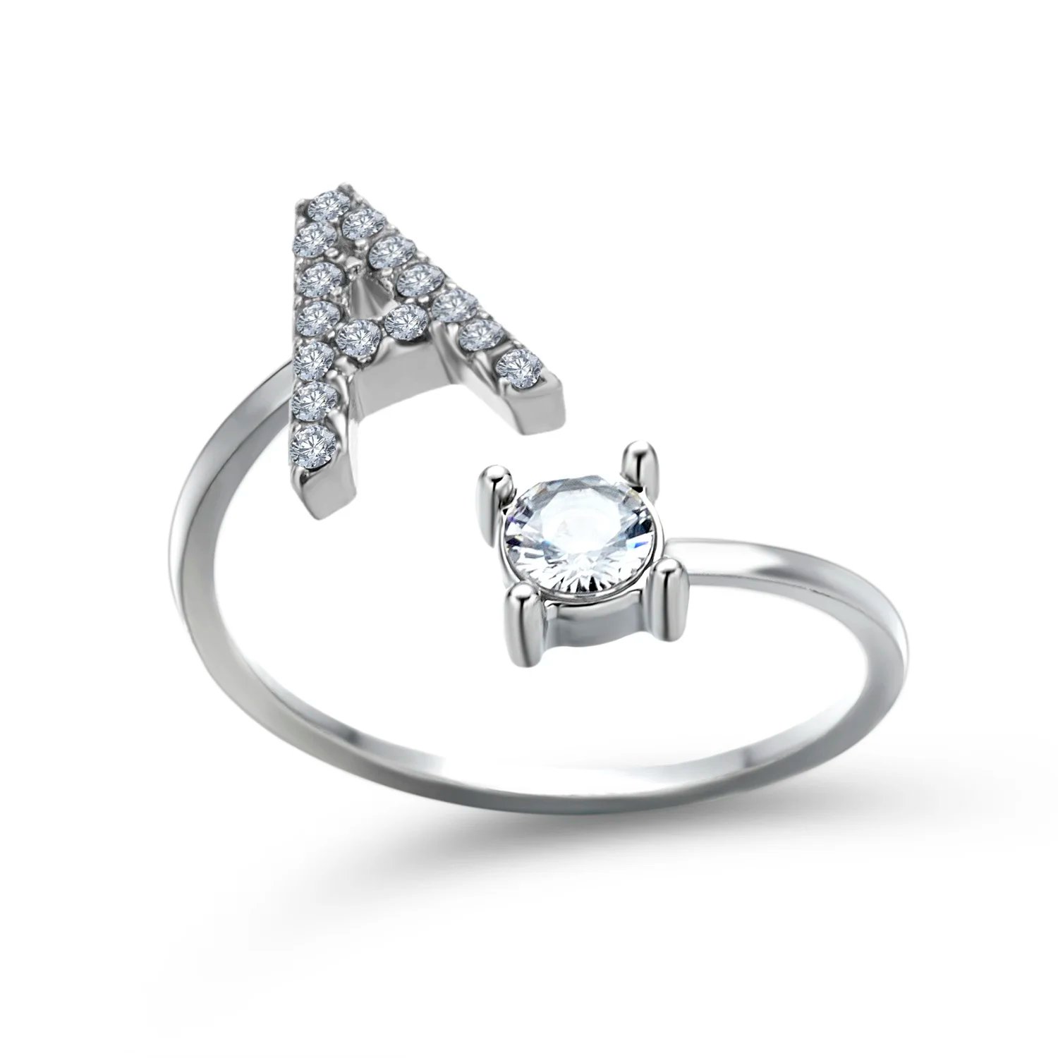 A-Z Letter Adjustable Opening Rings For Women Couple Alphabet Name Men Initials Ring Men Wedding Finger Jewelry Anillos Mujer