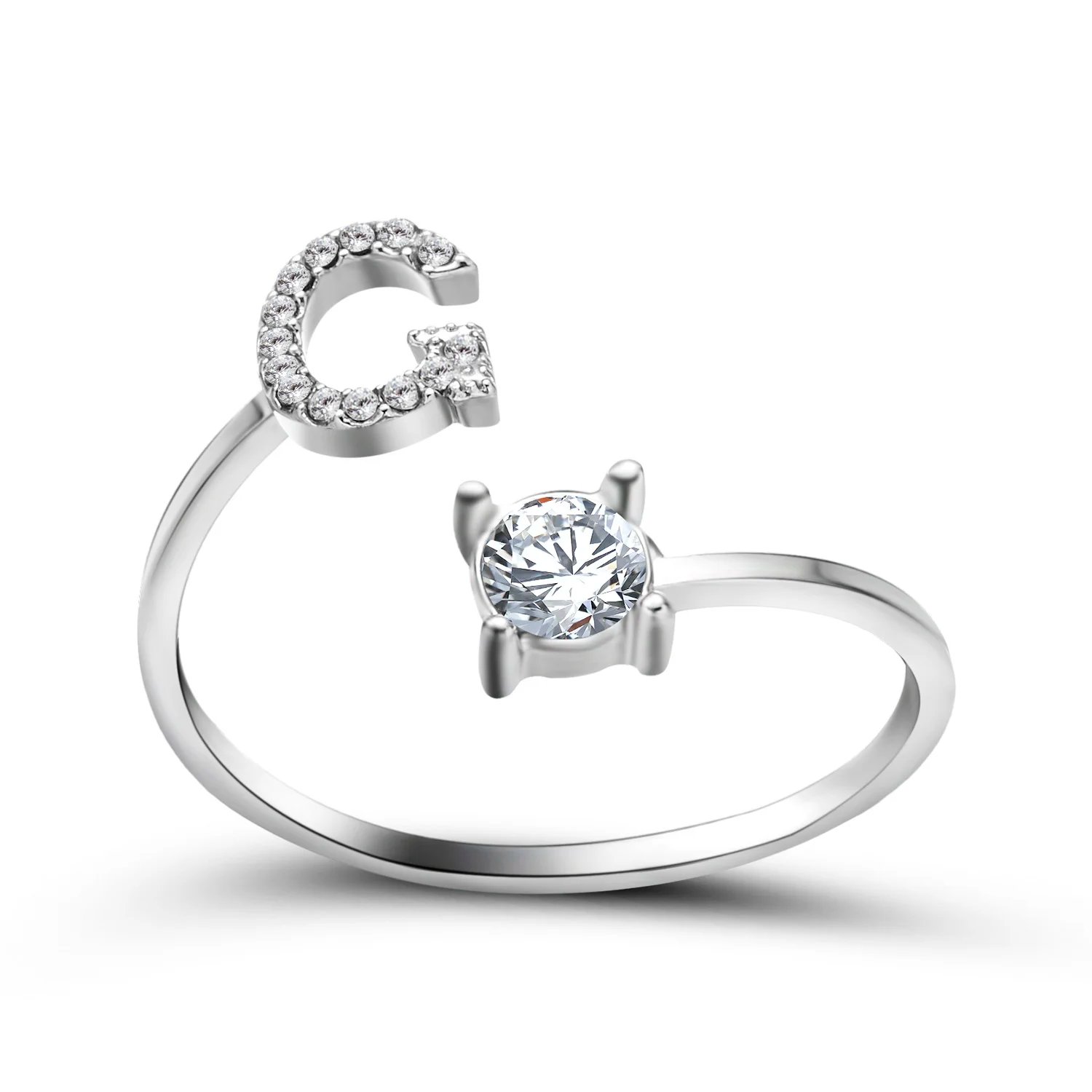 A-Z Letter Adjustable Opening Rings For Women Couple Alphabet Name Men Initials Ring Men Wedding Finger Jewelry Anillos Mujer