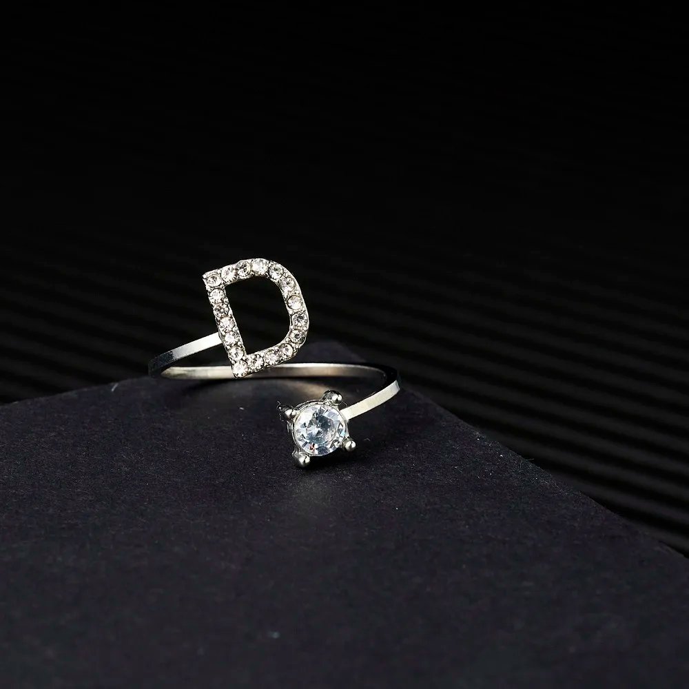 A-Z Letter Adjustable Opening Rings For Women Couple Alphabet Name Men Initials Ring Men Wedding Finger Jewelry Anillos Mujer