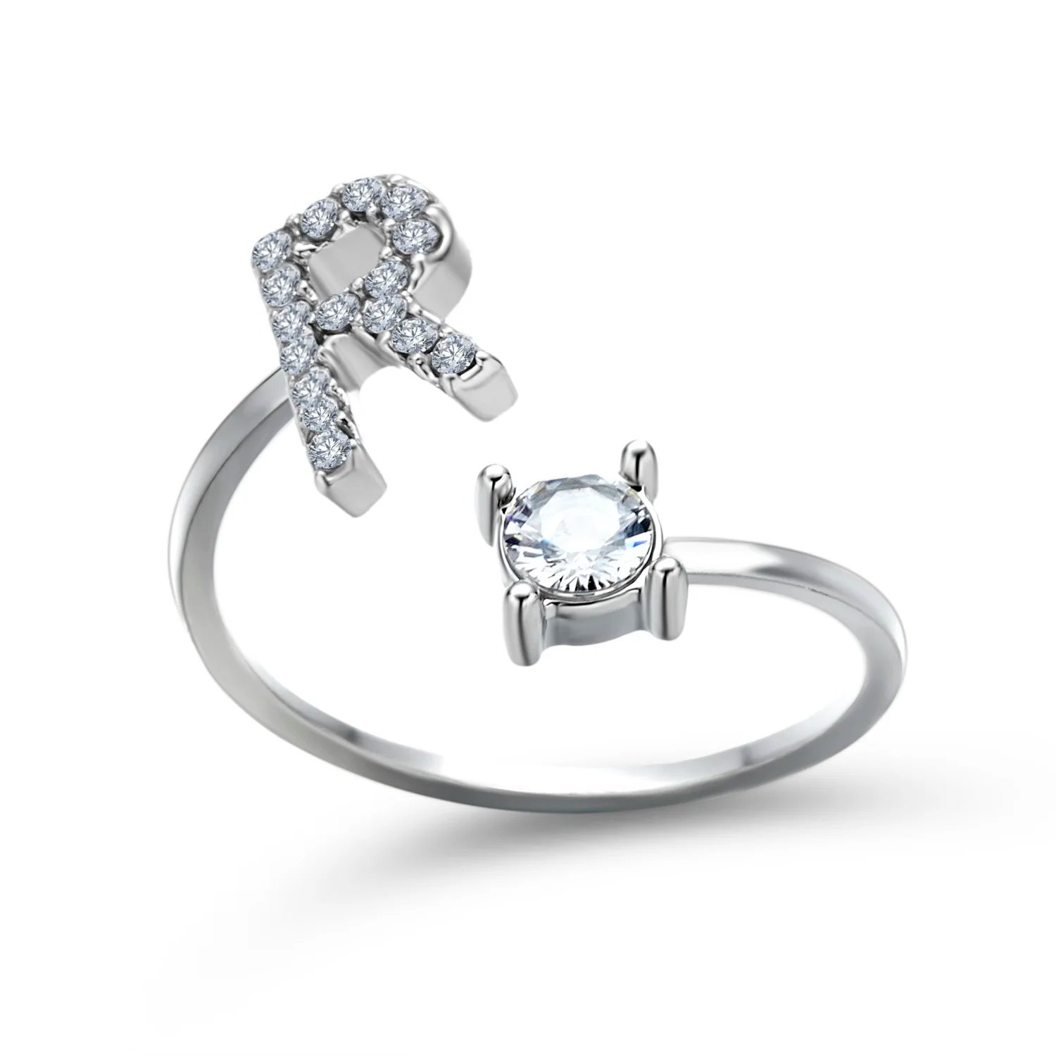 A-Z Letter Adjustable Opening Rings For Women Couple Alphabet Name Men Initials Ring Men Wedding Finger Jewelry Anillos Mujer
