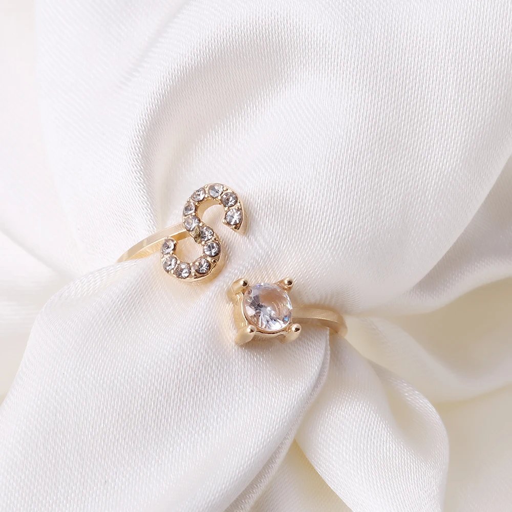 A-Z Letter Adjustable Opening Rings For Women Couple Alphabet Name Men Initials Ring Men Wedding Finger Jewelry Anillos Mujer