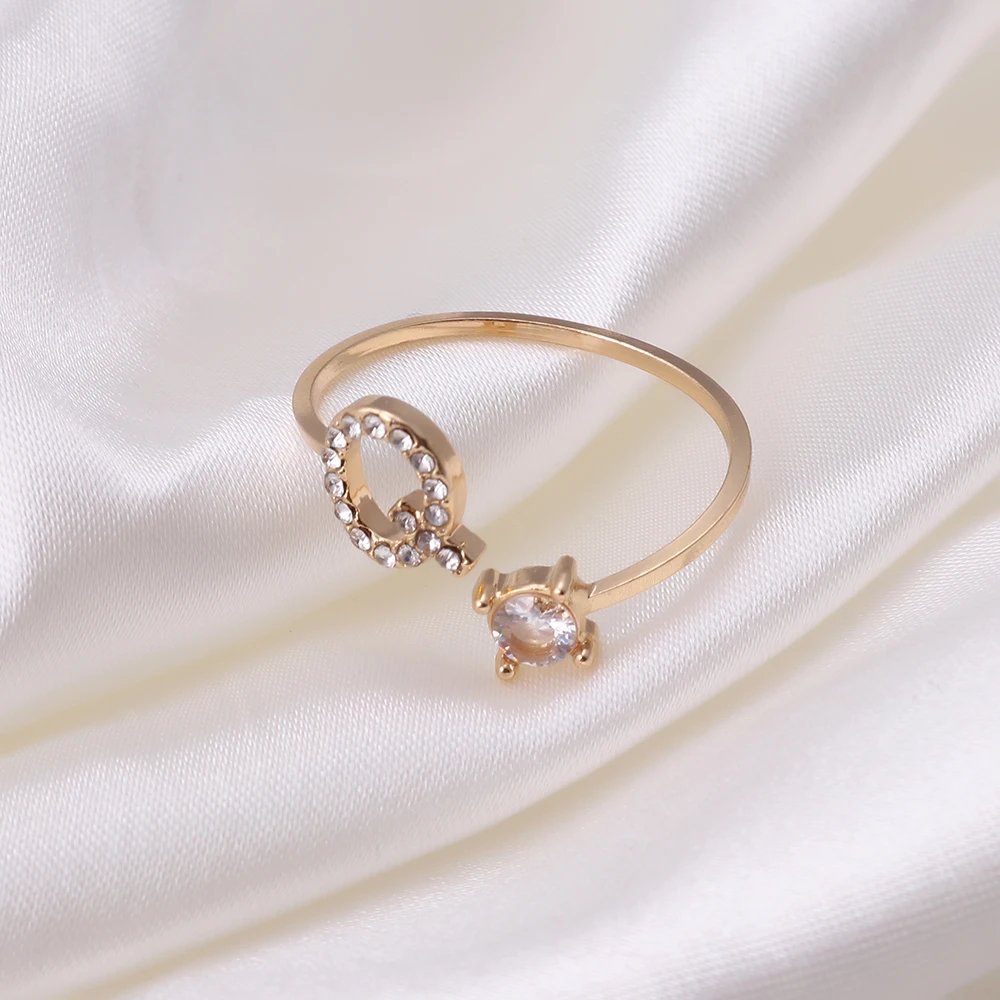 A-Z Letter Adjustable Opening Rings For Women Couple Alphabet Name Men Initials Ring Men Wedding Finger Jewelry Anillos Mujer