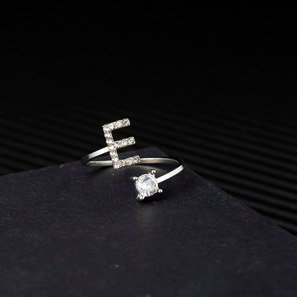 A-Z Letter Adjustable Opening Rings For Women Couple Alphabet Name Men Initials Ring Men Wedding Finger Jewelry Anillos Mujer