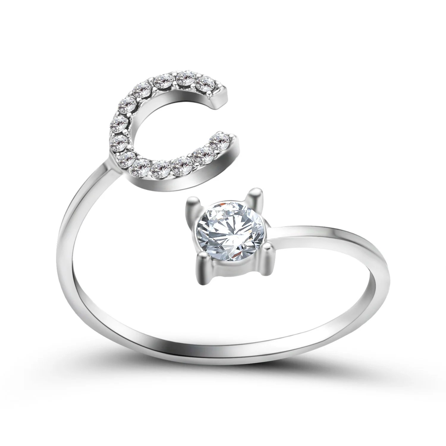A-Z Letter Adjustable Opening Rings For Women Couple Alphabet Name Men Initials Ring Men Wedding Finger Jewelry Anillos Mujer