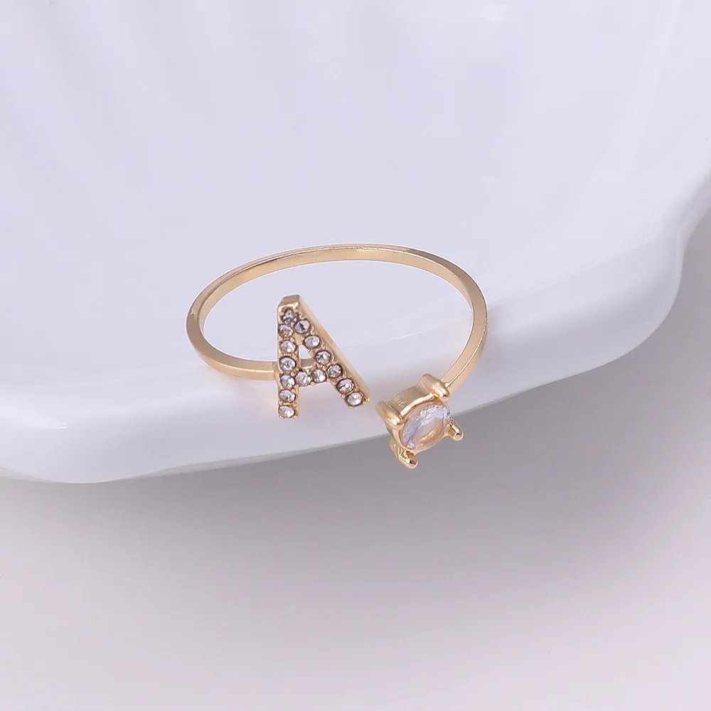 A-Z Letter Adjustable Opening Rings For Women Couple Alphabet Name Men Initials Ring Men Wedding Finger Jewelry Anillos Mujer