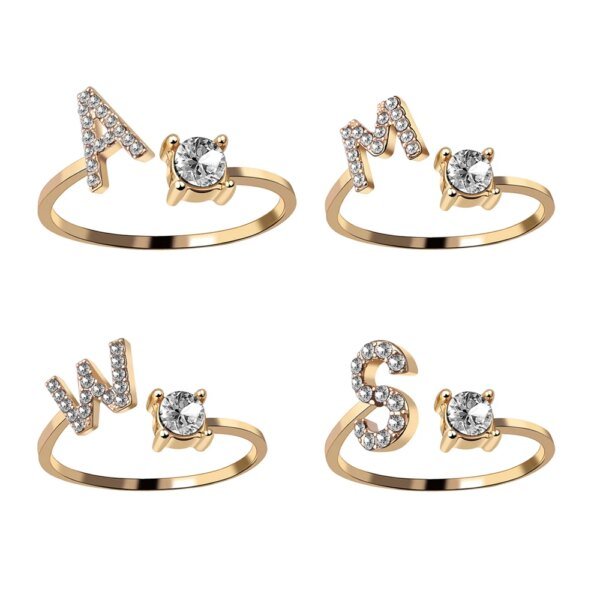 A-Z Letter Adjustable Opening Rings For Women Couple Alphabet Name Men Initials Ring Men Wedding Finger Jewelry Anillos Mujer