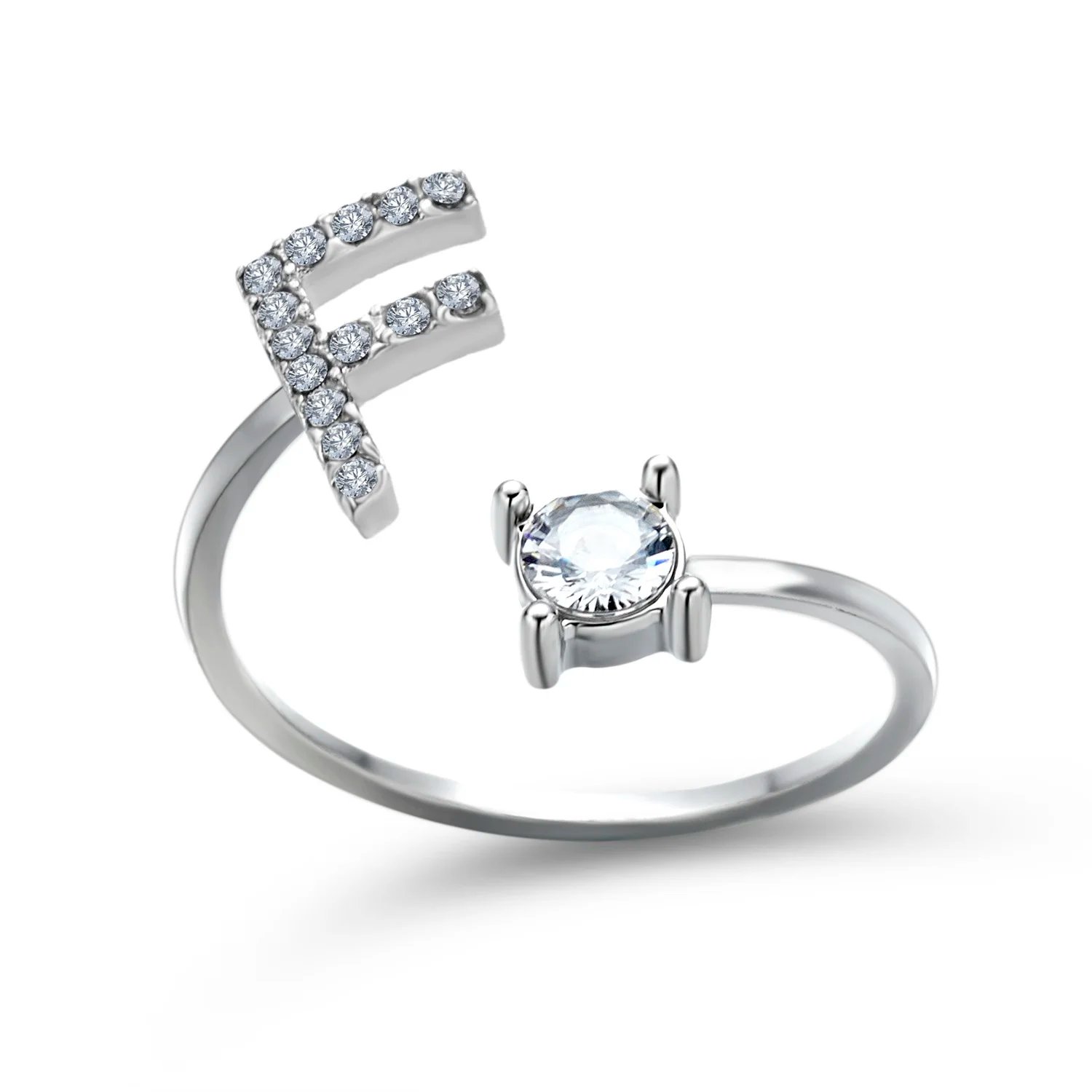 A-Z Letter Adjustable Opening Rings For Women Couple Alphabet Name Men Initials Ring Men Wedding Finger Jewelry Anillos Mujer